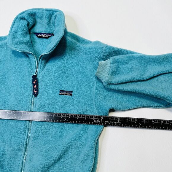Vintage 1990s Patagonia Fleece Full Zip Jacket 1980s Teal Made In USA Kids 10 - Picture 9 of 16